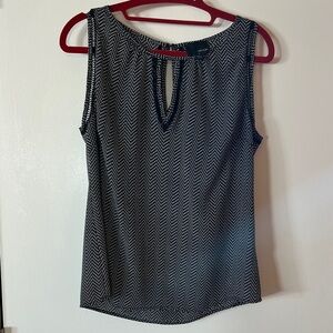 Greylin Black and White Patterned Sleeveless Blouse